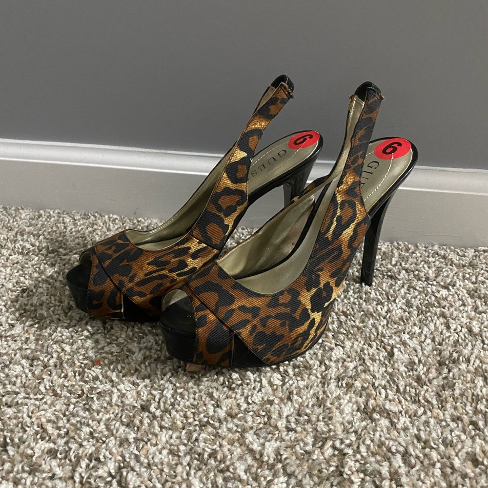 Guess cheetah print heels size 6